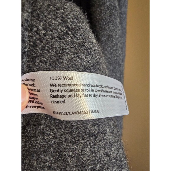 Eileen Fisher gray open front fringed 100% Wool cardigan Women's size extra smal - Picture 6 of 8